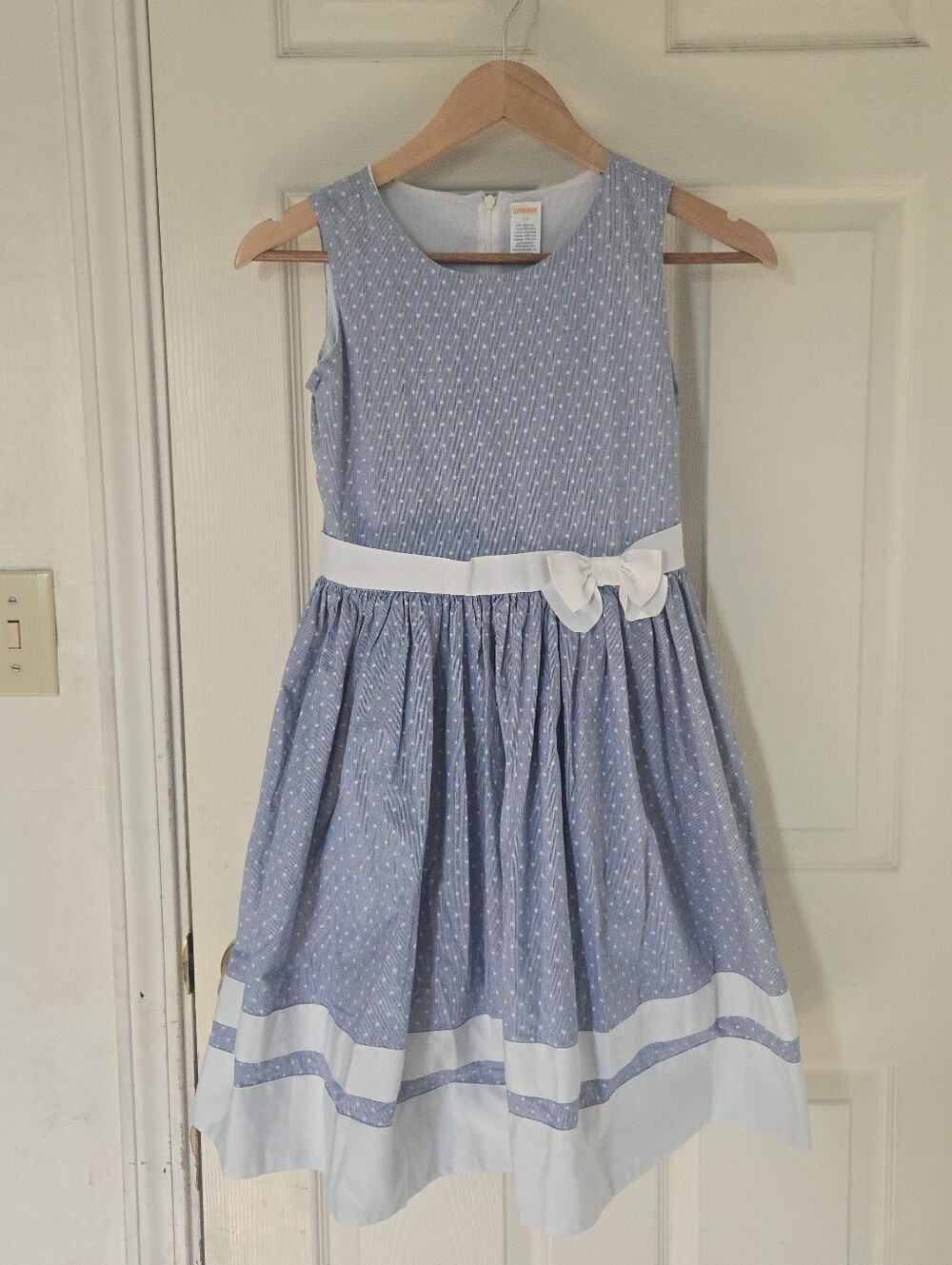 Blue Polka Dot Bow-Accent Girls' Dress